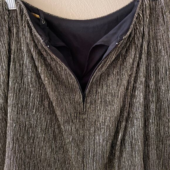 City Vibes Black Gold Metallic Shimmer Skater Tulle Back Zipper Skirt Size 5 - Picture 6 of 12